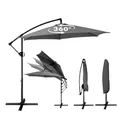 Deuline® ALU Ø300 cm 360 Grad drehbare Ampelschirm Sonnenschirm mit Schutzhülle und Ständer UV-Schutz Wasserabweisende Bespannung Gartenschirm Marktschirm Mallorca-Elite 521815
