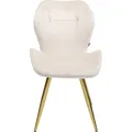 Polsterstuhl Esszimmerstuhl Stuhl Samtoptik Stahl Beine Beige Kare Design