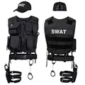 Black Snake® SWAT FBI Police Security Kostüm inkl. Einsatzweste, Pistolenholster, Gürtel, Handschellen und Baseball Cap - XL/XXL - SWAT