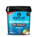 Bodylab24 Bodybuilder Pre Workout Grüner Apfel 480g, mit verschiedenen Aminosäuren (Citrullin, Arginin, Glycin, Tyrosin, Taurin), Koffein und verschiedene Pflanzenextrakte, fruchtig im Geschmack