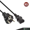 InLine® Netzkabel, Schutzkontakt gerade auf Kaltgerätestecker C13, 0,3m, schwarz