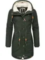Ragwear Damen langer Mantel warme Winterjacke mit Kapuze YM-Canny Dark Olive22 Gr. 5XL