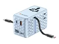 Verbatim Charge 'n' Travel - Netzteil - GaN III, universal, with 2 retractable USB-C cables - 70 Watt - 10 A - QC 4.0+, QC 3.0, Fast Charge, Power Delivery 3.0 + PPS, USB BC 1.2, Apple Fast Charge - 4 Ausgabeanschlussstellen (3 x USB-C, USB)