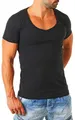 Young & Rich Herren Uni T-Shirt Basic mit extra tiefem V-Ausschnitt Slimfit deep V-Neck Stretch dehnbar 1315, Grösse:XXL, Farbe:Schwarz