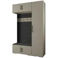 Abiks Möbel Garderoben-Set, Kaschmir, Schwarz, Schwarz, Holz, Nachbildung, 2-Sitzer, 7 Fächer, 150x236.7x47 cm, Garderobe, Garderoben-Sets & Serien, Garderoben-Sets