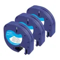 Molabel 3er-Pack kompatible Dymo LetraTag Etikettenbänder – 12 mm x 4 m, Schwarz auf Weiß, Kunststoff. Passend für LetraTag LT-100H, LT-100T, XR, XM, 200B. Entspricht Modell 91221.