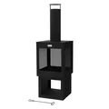 Ml-Design Gartenkamin mit Schornstein 128x40 cm Schwarz Stahl Outdoor