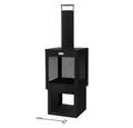 ML-DESIGN Feuerstelle Gartenkamin mit Schornstein Stahl Outdoor Terrassenofen mit Schürhaken, 128x40cm Schwarz abnehmbarem Dach Holzablage Terrassenkamin Feuerkorb