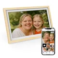 XORO 15 Zoll WiFi Digitale Bilderrahmen, 1920x1080 Full HD 1080P IPS Touch Display, 32GB Speicher, Automatische Rotation, Buchenholz, Teilen Sie Fotos sofort von überall aus
