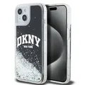 DKNY Liquid Glitter Big Logo Hülle für iPhone 14, Schwarz