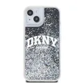 DKNY iPhone 14 Hülle Case Cover Liquid Glitter Arch Logo Black Silver