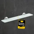 Bürstenking Glasablage 52 cm, stilvolles Glasregal fürs Badezimmer, einfache Wandmontage, ideal für die Ablage von Kosmetik & Schmuck, Badezimmer Wandregal aus satiniertem Glas, Teil der Serie 190