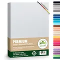 Premium Spannbettlaken, extra schwer und dick, 97% Mako-Jersey-Baumwolle und 3% Elasthan, auch Boxspringbett geeignet, 140 x 200-160 x 220 cm, Weiß