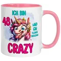 48 Geburtstag Frauen Geschenk Tasse | Ich bin 48 und ein kleines bisschen crazy | Lustige Geschenk Geburtstagstasse mit Spruch 48. Geburtstag | 48ter Geburtstag - Witziges Geburtstagsgeschenk Frau