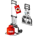 ATHLON TOOLS Aluminium Transportkarre klappbar TÜV GS-geprüft – Langer Teleskopgriff 110 cm, Anti-Rutsch-Pads, Soft-Laufräder, inkl. 2 Expanderseile - Sackkarre klappbar Alu kompakt & leicht