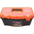 Boxer® Werkzeugkasten 20” mit Aufbewahrung im Deckel 50 x 26 x 24 cm. - Schwarz/Orange/Transparent
