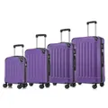 YONSLY Premium Reisekoffer, TSA-Schloss YKK-Reißverschluss Hartschalen-Koffer Trolley Kabinenkoffer Rollkoffer Suitcase Handgepäck 4 Rollen (Lila, S-M-L-XL-Set)