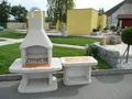Wellfire Gartengrillkamin SIESTA Weiß inkl. Beistelltisch ohne Tür 185x220x73cm