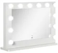 HOMCOM Hollywood Spiegel 80 x 60 cm Schminkspiegel mit LED-Beleuchtung Weiß