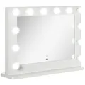 HOMCOM Hollywood Spiegel mit Beleuchtung, Schminkspiegel mit Touchschalter, Kosmetikspiegel mit 12 Dimmbare LED Lampen, 80 x 60 cm Make Up Spiegel mit Memoryfunktion, Weiß