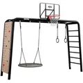 BERG PlayBase Large TL Black »Ultimate-Set« inkl. Nestschaukel, Turnringen, Basketballkorb und Kletterwand