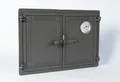 SEZAM - 48x32 cm - Zweiflüglige Ofentür aus Gusseisen mit Thermometer 500°C, Pizzaofentür, Backofen, Kamintür, Backofentür, Holzofentür, Kachelofentür