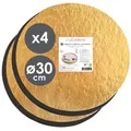 4erSet Tortenunterlage Rund Ø 30 cm  Cake Board  Karton Gold & Schwarz  Groß...