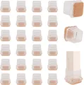 24 Stück Stuhlbeinkappen Eckig Transparent mit Filz Stuhlbeinschoner Gummi Durch