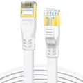 Flexibles Flachband LAN Kabel, 2m, 2 Stück, Gigabit Internet, 40Gbps, Weiß