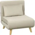 Homcom - 3 In 1 Schlafsessel, Schlafsofa Mit Bettfunktion, Lendenkissen, Klappbarer Relaxsessel Mit Verstellbarer Rückenlehne Liegestuhl In Samtoptik, Für Wohnzimmer, Beige