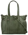 Samantha Look Shopper Echt Leder Damen 019564 Made in Italy, Vintage Umhängetasche mit Flechtmuster, geräumige Schultertasche aus Leder