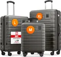 TRAVELY Premium Koffer Set: 77cm, 67cm & 55cm Handgepäck Koffer in einem Set, sehr robuste Reisekoffer mit sanften Rollen & TSA Schloss, Reisekoffer, Koffer & Trolleys