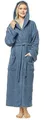 Arus Damen-Bademantel mit Kapuze, knöchellang, Baumwolle, XL-XXL Lang, Blaugrau