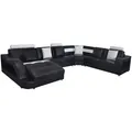 JVmoebel Ecksofa Leder Sofa Couch Wohnlandschaft Eck Garnitur Sofas U-Form Couchen, Made in Europa schwarz