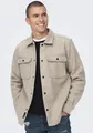 Langarmhemd "ONSASH OVR WOOLEN LOOK PKT LS SHIRT NOOS", Gr. S - N-Gr, Chinchilla N-Gr