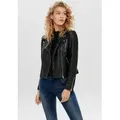 ONLY Lederimitatjacke ONLGEMMA – Bikerjacke mit asymmetrischem Reißverschluss tailliert, casual, Lederimitat, Reißverschlusstaschen schwarz S (36)