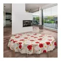 laro Tischdecke Wachstuch-Tischdecken Mohnblumen Rot Rund 140cm