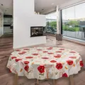 laro Rund 140 cm Wachstuchtischdecke Tischdecke Abwaschbar PVC Mohnblumen Rot Rund 140cm, Muster:Mohnblumen Rot, Größe: Rund 140cm