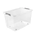 keeeper Aufbewahrungsbox mit Deckel und Rollen, 56 L, 59 x 38 x 35,5 cm, Clipbox, Transparent