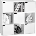 Mondeer Bücherschrank Bücherregal Aufbewahrungsregal 9 Fächer mit 5 Türen moderner Stil Geeignet für Büro Arbeitszimmer Wohnzimmer Weiß - Weiß