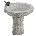 Dehner Vogeltränke Vogelbad mit Vogelfigur, Ø 35 cm, Höhe 40 cm, Granit / Bronze