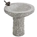Vogeltränke Wasserstelle aus Granit mit Bronze-Vogel Ø 35 cm Höhe 40 cm, Dehner