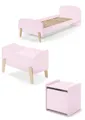 58 aufm Kessel Jugendzimmer-Set Kinderzimmer Set Karilynn 3 Bett Kommode Spielkiste Holz+MDF rosa, (inkl. Versand, Lieferung bis Verwendungsstelle), rosaLiegefläche 90 x 200,Lattenrost,Nachtkommode,Spielkiste,Retro-Look