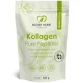 Nature Heart Kollagen Pure Peptides Pulver 450g – hydrolysiertes Kollagen Typ I aus Weidehaltung – geschmacksneutral, löslich mit über 91% Protein