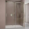 doporro Nischentür Nischenschiebetür Duschabtrennung Teramo4 140x195cm ESG-Sicherheitsglas Duschtür aus Klarglas rahmenlos inkl. NANO-Beschichtung - Transparent