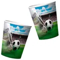 4 stabile Kunststoff-Becher * FUSSBALL-STADION * mit Holografie-Effekt f�r Party und Geburtstag