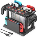 Switch Spiele Aufbewahrung mit Switch Controller Ladestation, Switch Ladestat...
