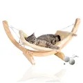 Rohrschneider Katzenhängematte Cat Relax | Katzenschlafplatz | Katzenbett | Katzenkorb zum Schlafen | Hängematte Katze (Beige)