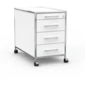 Versee Büro-Rollcontainer, Weiß, Holzwerkstoff, 4 Schubladen, Rollen, 80x66.5x80 cm, Arbeitszimmer, Container