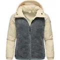 Ragwear Outdoorjacke Leeloo Damen Übergangsjacke aus Teddyfleece mit gesteppten Ärmeln grau XL (42)